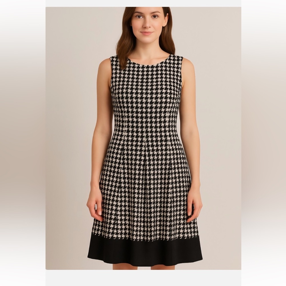 Chic Calvin Klein Houndstooth Sleeveless Dress